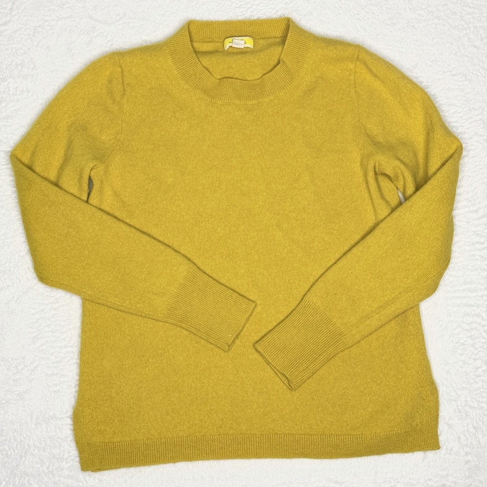 J.Crew 100% Cashmere Sweater Mustard Yellow S Crewneck Old Money Quiet Luxury
